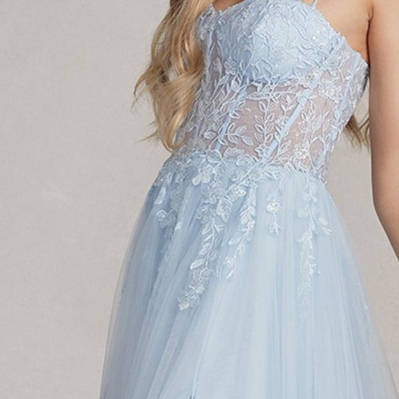 NEW FLOOR LENGTH DRESS WITH ELEGANT SLIT ON THE SKIRT & FLORAL PATTERNS NX J1089 - Picture 5 of 7